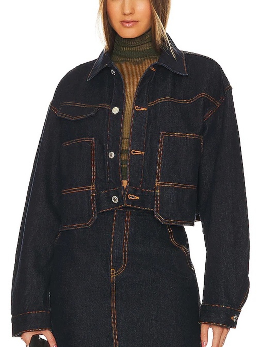 Helmut Lang Women’s Indigo Denim Utility Trucker Jacket Made in USA